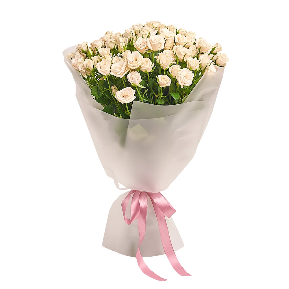 21 кремовая кустовая роза