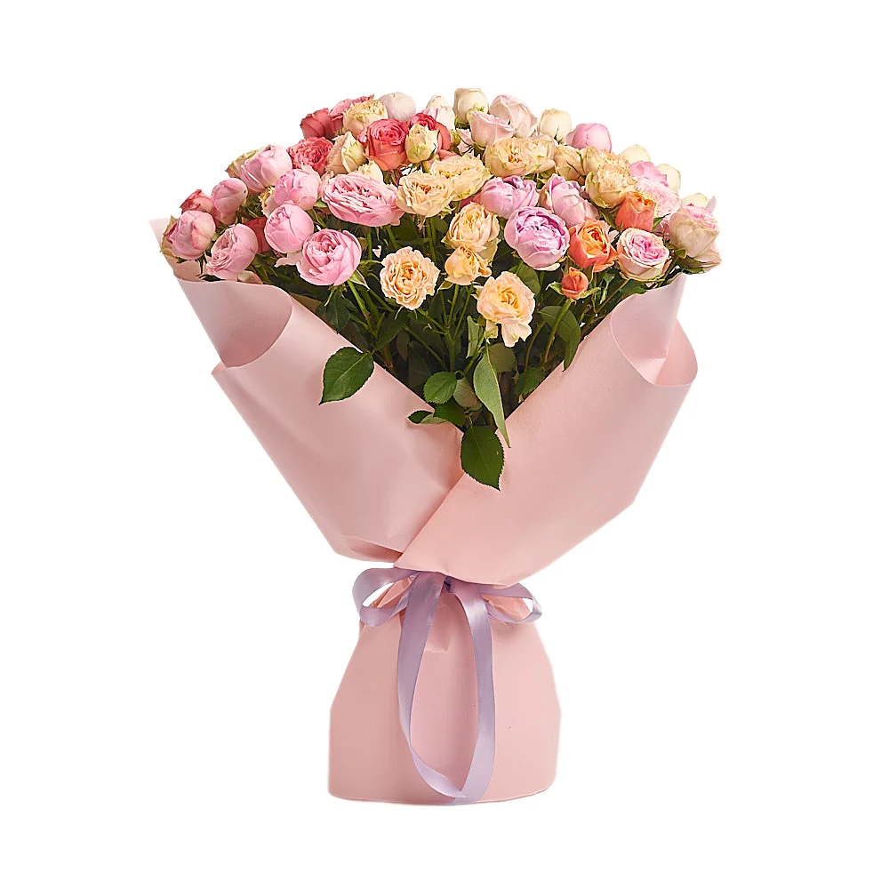 21 пионовидная кустовая роза микс