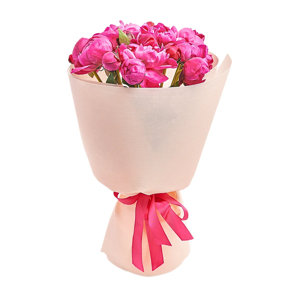 Букет 15 Малиновых Пионов