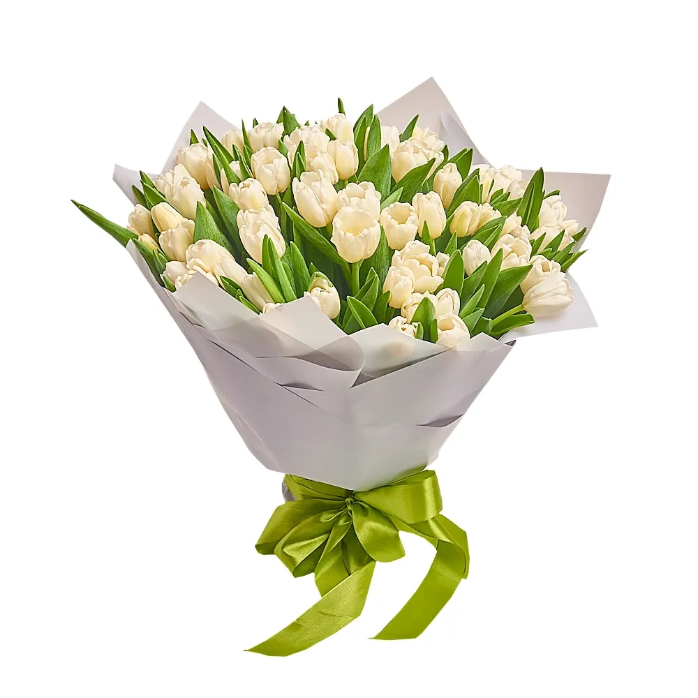 Букет из 101 белого тюльпана