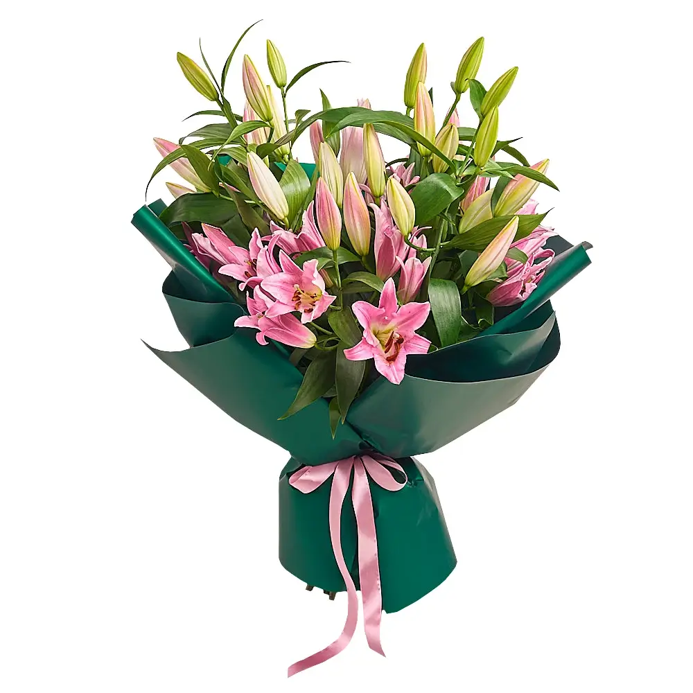 Букет из 9 розовых лилий